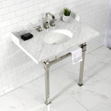 Fauceture 36-Inch Carrara Marble Console Sink with Stainless Steel Legs