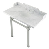 Fauceture 36-Inch Carrara Marble Console Sink with Stainless Steel Legs