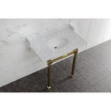 Viceroy 36-Inch Carrara Marble Console Sink with Stainless Steel Legs (8-Inch, 3-Hole)