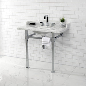 Fauceture 36-Inch Carrara Marble Console Sink with Stainless Steel Legs