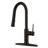 New York Single-Handle 1-Hole Deck Mount Pull-Down Sprayer Kitchen Faucet