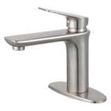 Frankfurt One-Handle 1-Hole Bathroom Faucet with Deck Plate and Push Pop-Up Drain