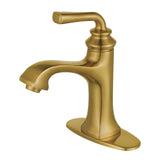 Restoration One-Handle 1-Hole Bathroom Faucet with Deck Plate and Push Pop-Up Drain