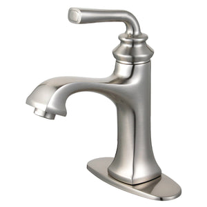 Restoration One-Handle 1-Hole Bathroom Faucet with Deck Plate and Push Pop-Up Drain