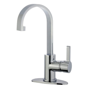 Continental One-Handle 1-Hole Bathroom Faucet with Deck Plate and Push Pop-Up Drain