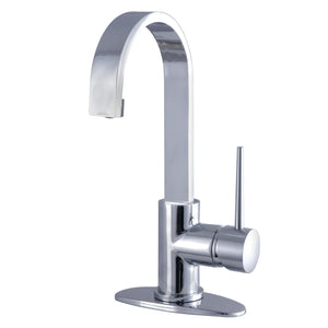 New York One-Handle 1-Hole Bathroom Faucet with Deck Plate and Push Pop-Up Drain