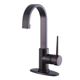 New York One-Handle 1-Hole Bathroom Faucet with Deck Plate and Push Pop-Up Drain