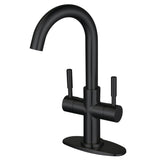 Concord Two-Handle 1-Hole Bathroom Faucet with Deck Plate and Push Pop-Up Drain