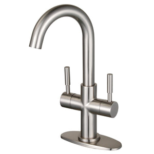 Concord Two-Handle 1-Hole Bathroom Faucet with Deck Plate and Push Pop-Up Drain