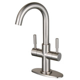 Concord Two-Handle 1-Hole Bathroom Faucet with Deck Plate and Push Pop-Up Drain