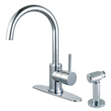 Concord Single-Handle 2-Hole Deck Mount Kitchen Faucet with Brass Side Sprayer