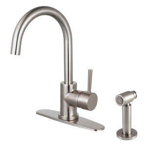 Concord Single-Handle 2-Hole Deck Mount Kitchen Faucet with Brass Side Sprayer