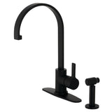 Continental Single-Handle 1-or-3 Hole Deck Mount Kitchen Faucet with Brass Side Sprayer