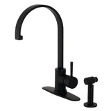 Concord Single-Handle 1-or-3 Hole Deck Mount Kitchen Faucet with Brass Side Sprayer