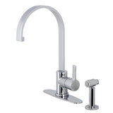 Continental Single-Handle 1-or-3 Hole Deck Mount Kitchen Faucet with Brass Side Sprayer