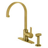 Continental Single-Handle 1-or-3 Hole Deck Mount Kitchen Faucet with Brass Side Sprayer