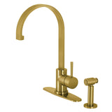 Concord Single-Handle 1-or-3 Hole Deck Mount Kitchen Faucet with Brass Side Sprayer