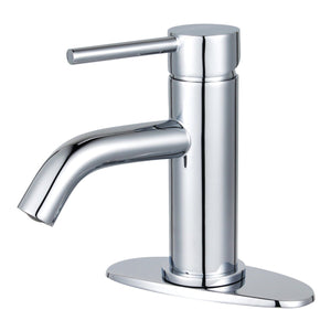 Concord One-Handle 1-Hole Bathroom Faucet with Deck Plate and Push Pop-Up Drain