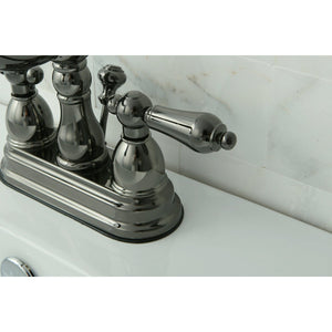 Water Onyx Double-Handle 3-Hole Deck Mount 4-Inch Centerset Bathroom Faucet with Pop-Up Drain