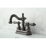 Water Onyx Double-Handle 3-Hole Deck Mount 4-Inch Centerset Bathroom Faucet with Pop-Up Drain