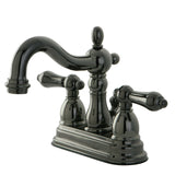 Water Onyx Double-Handle 3-Hole Deck Mount 4-Inch Centerset Bathroom Faucet with Pop-Up Drain