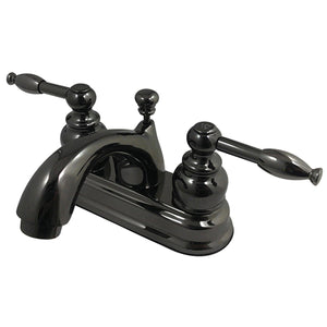 Water Onyx Double-Handle 3-Hole Deck Mount 4-Inch Centerset Bathroom Faucet with Pop-Up Drain