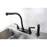 Water Onyx Two-Handle 4-Hole 8" Centerset Kitchen Faucet with Side Sprayer