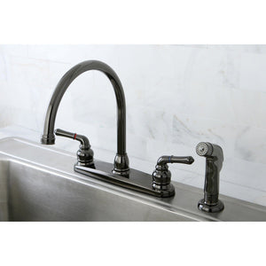 Water Onyx Two-Handle 4-Hole 8" Centerset Kitchen Faucet with Side Sprayer