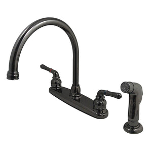 Water Onyx Two-Handle 4-Hole 8" Centerset Kitchen Faucet with Side Sprayer