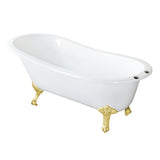 Aqua Eden 61-Inch Cast Iron Oval Single Slipper Clawfoot Tub (7-Inch Faucet Drillings)