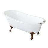 Aqua Eden 61-Inch Cast Iron Oval Single Slipper Clawfoot Tub (7-Inch Faucet Drillings)