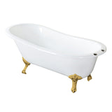 Aqua Eden 61-Inch Cast Iron Oval Single Slipper Clawfoot Tub (7-Inch Faucet Drillings)