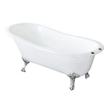 Aqua Eden 61-Inch Cast Iron Oval Single Slipper Clawfoot Tub (7-Inch Faucet Drillings)