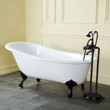 Aqua Eden 61-Inch Cast Iron Oval Single Slipper Clawfoot Tub (No Faucet Drillings)