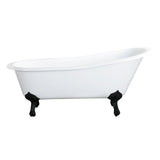 Aqua Eden 61-Inch Cast Iron Oval Single Slipper Clawfoot Tub (No Faucet Drillings)