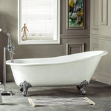 Aqua Eden 61-Inch Cast Iron Oval Single Slipper Clawfoot Tub (No Faucet Drillings)