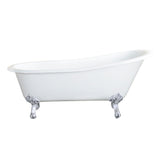 Aqua Eden 61-Inch Cast Iron Oval Single Slipper Clawfoot Tub (No Faucet Drillings)