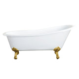 Aqua Eden 61-Inch Cast Iron Oval Single Slipper Clawfoot Tub (No Faucet Drillings)