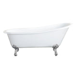 Aqua Eden 61-Inch Cast Iron Oval Single Slipper Clawfoot Tub (No Faucet Drillings)