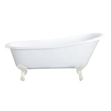 Aqua Eden 61-Inch Cast Iron Oval Single Slipper Clawfoot Tub (No Faucet Drillings)