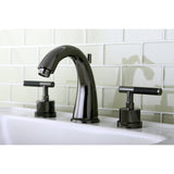 Water Onyx Two-Handle 3-Hole Deck Mount Widespread Bathroom Faucet with Brass Pop-Up Drain