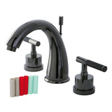 Water Onyx Two-Handle 3-Hole Deck Mount Widespread Bathroom Faucet with Brass Pop-Up Drain