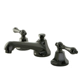 Water Onyx Two-Handle 3-Hole Deck Mount Widespread Bathroom Faucet with Brass Pop-Up Drain