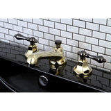 Water Onyx Two-Handle 3-Hole Deck Mount Widespread Bathroom Faucet with Brass Pop-Up Drain