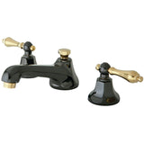 Water Onyx Two-Handle 3-Hole Deck Mount Widespread Bathroom Faucet with Brass Pop-Up Drain