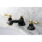 Water Onyx Two-Handle 3-Hole Deck Mount Widespread Bathroom Faucet with Brass Pop-Up Drain