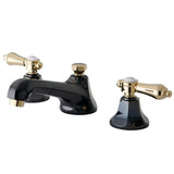 Water Onyx Two-Handle 3-Hole Deck Mount Widespread Bathroom Faucet with Brass Pop-Up Drain