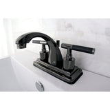 Water Onyx Double-Handle 3-Hole Deck Mount 4-Inch Centerset Bathroom Faucet with Brass Pop-Up