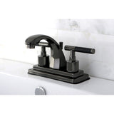 Water Onyx Double-Handle 3-Hole Deck Mount 4-Inch Centerset Bathroom Faucet with Brass Pop-Up