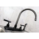 Water Onyx Two-Handle 4-Hole 8" Centerset Kitchen Faucet with Side Sprayer